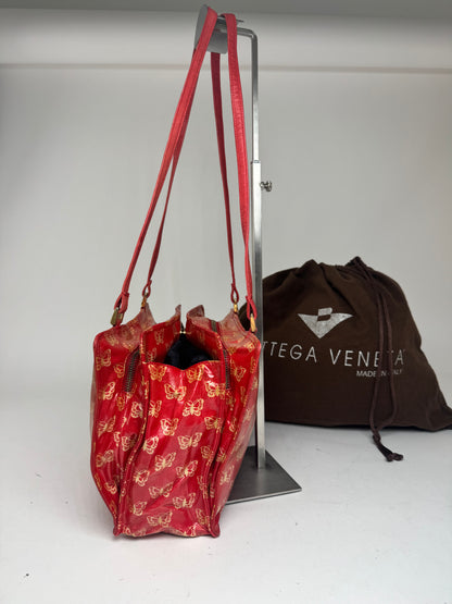 Vintage Balenciaga Leather Butterfly Monogram Handbag Red Yellow