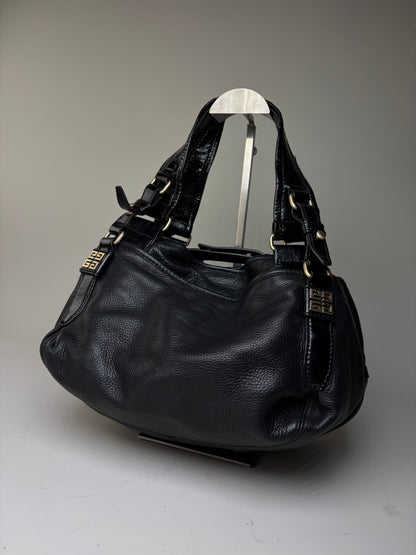 Vintage Givenchy Soft Leather Handbag Black Gold
