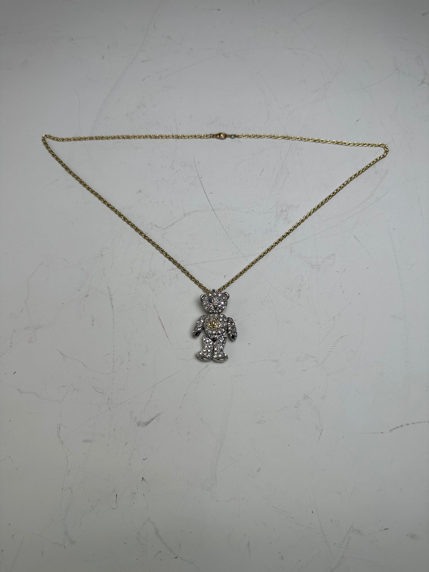 Vintage Vivienne Westwood Teddy Bear Necklace Gold Silver
