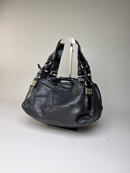 Vintage Givenchy Soft Leather Handbag Black Gold