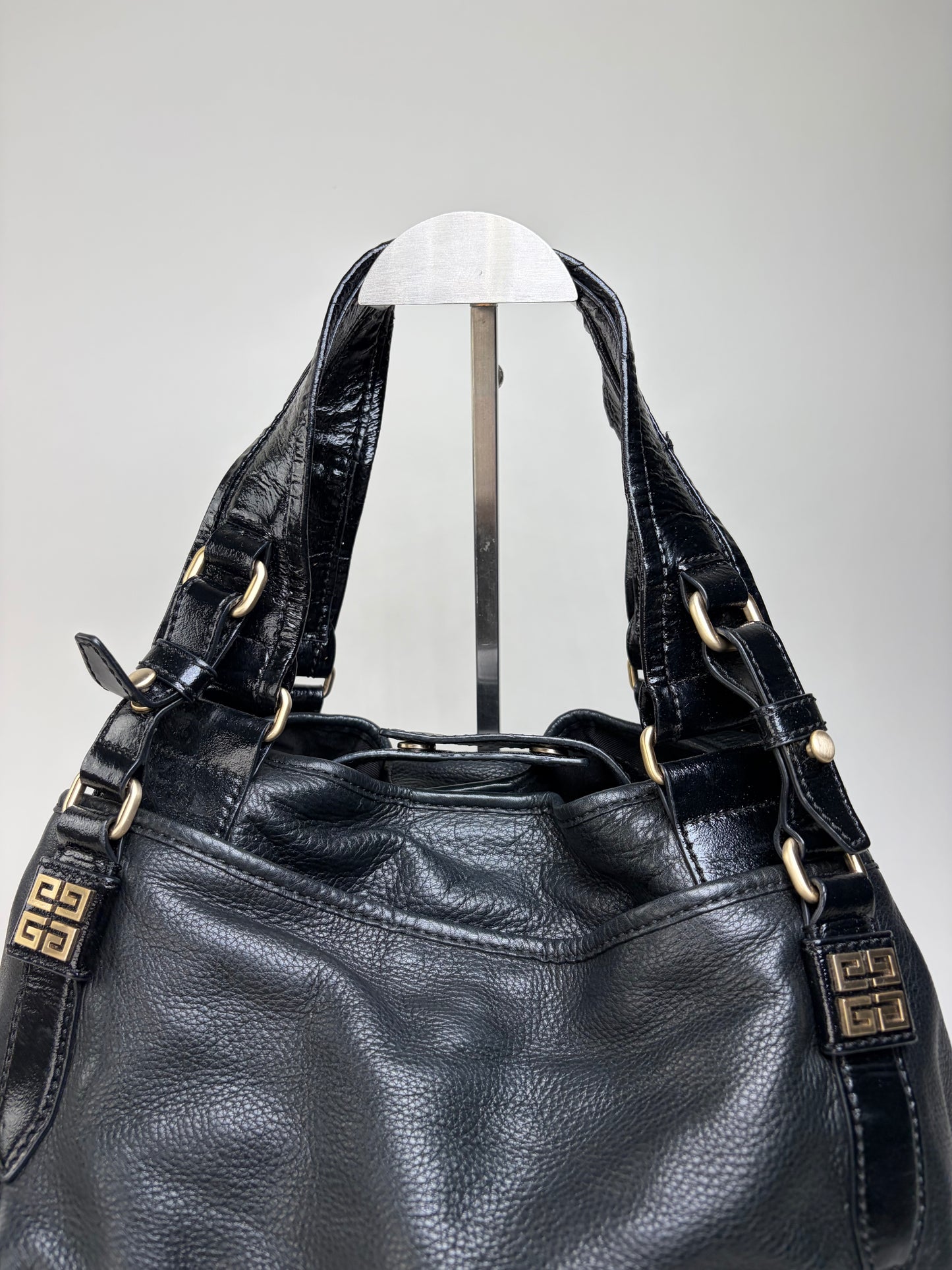 Vintage Givenchy Soft Leather Handbag Black Gold