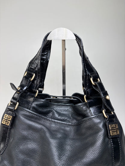 Vintage Givenchy Soft Leather Handbag Black Gold