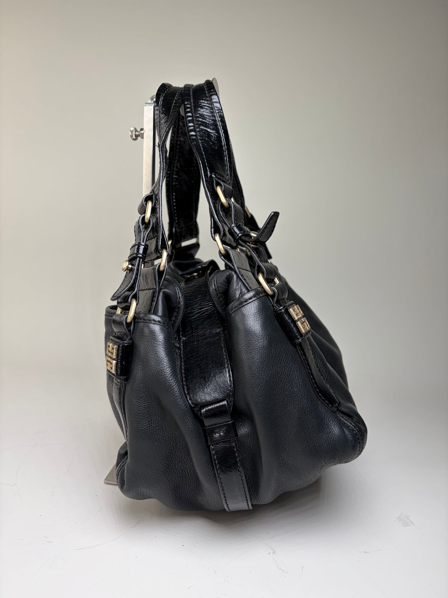 Vintage Givenchy Soft Leather Handbag Black Gold