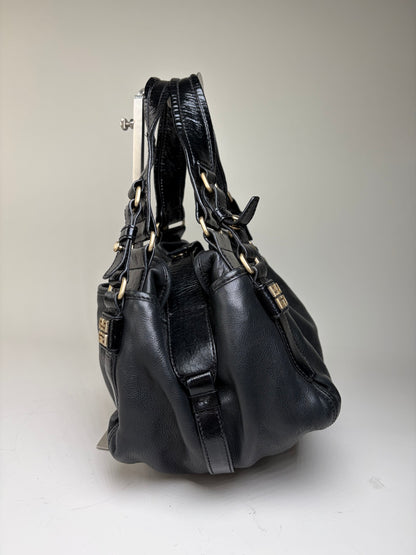 Vintage Givenchy Soft Leather Handbag Black Gold