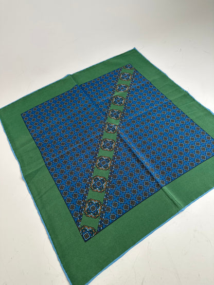 Vintage Dior Silk Scarf Blue Green c. 1990s