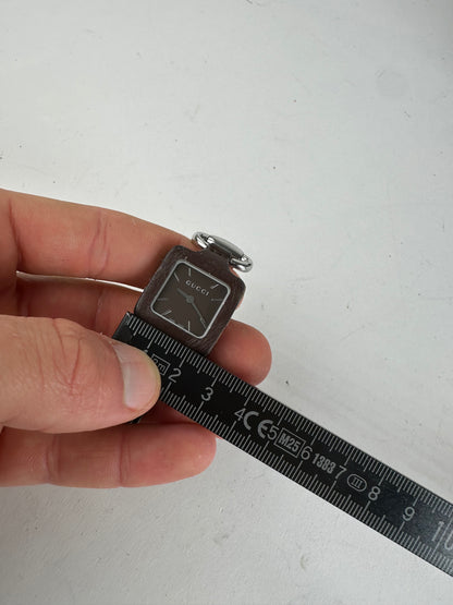 Vintage Gucci Horsebit Leather Steel Watch Black Silver