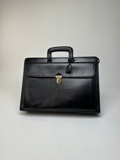 Vintage Celine Document Bag Textured Leather Black