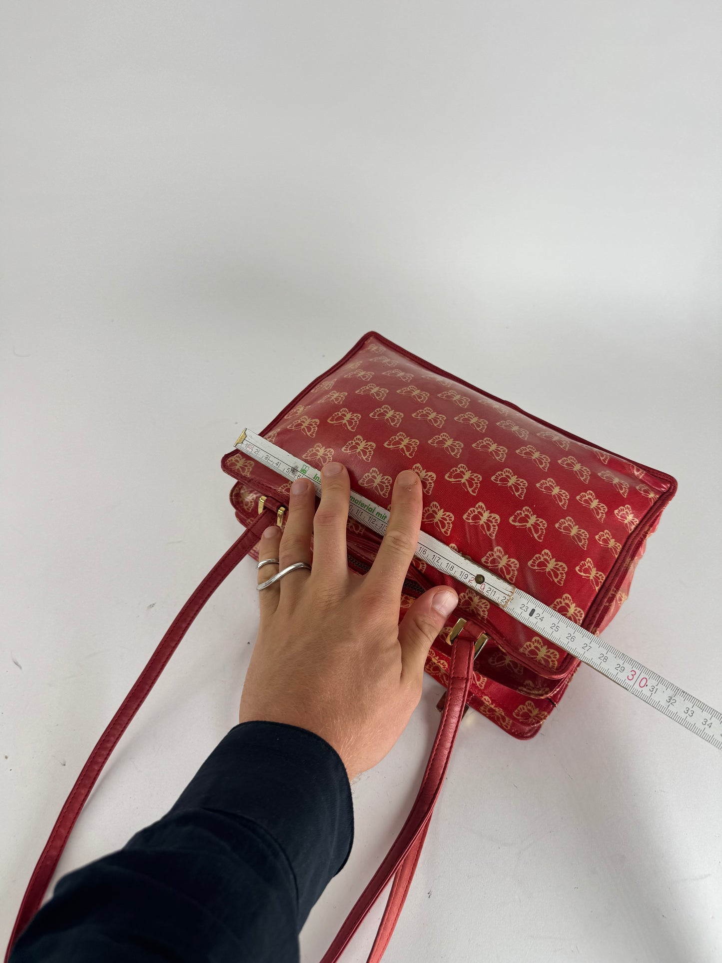 Vintage Balenciaga Leather Butterfly Monogram Handbag Red Yellow