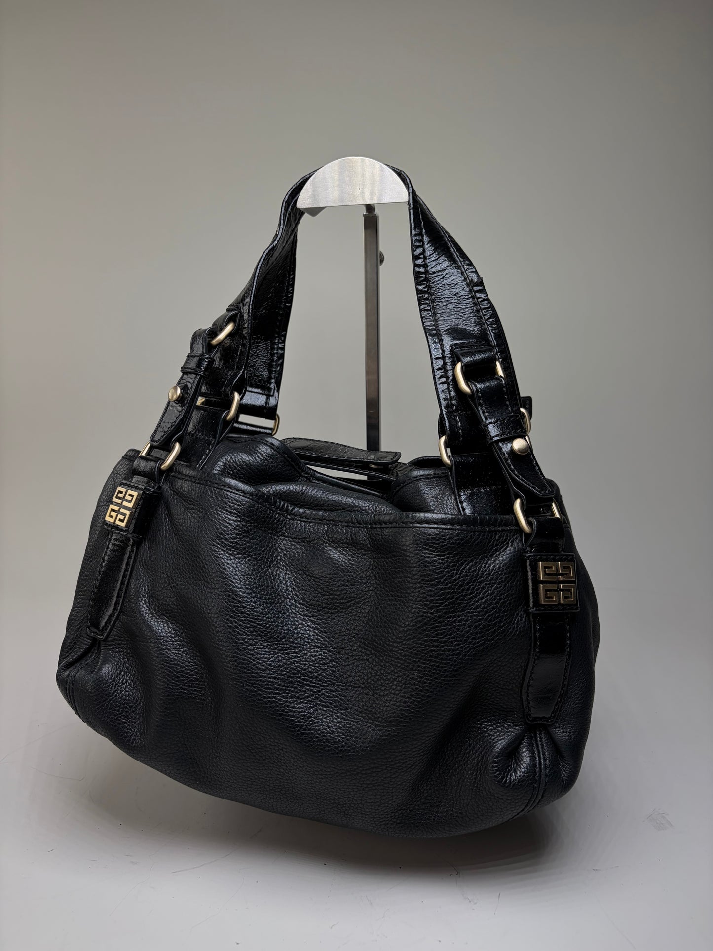 Vintage Givenchy Soft Leather Handbag Black Gold