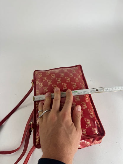 Vintage Balenciaga Leather Butterfly Monogram Handbag Red Yellow