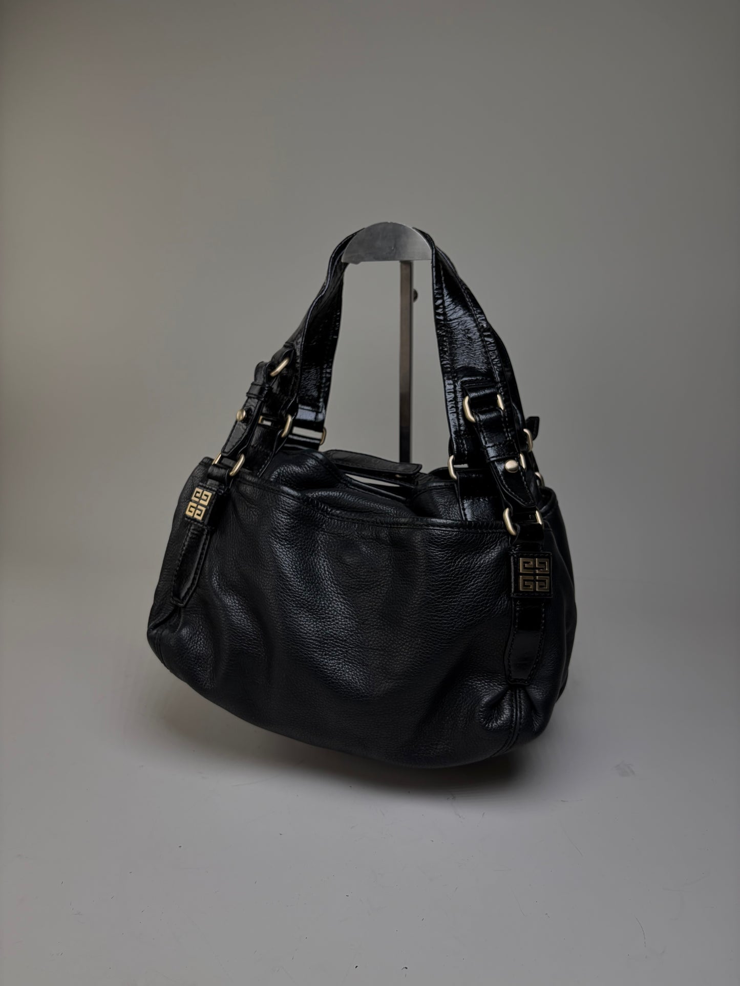 Vintage Givenchy Soft Leather Handbag Black Gold