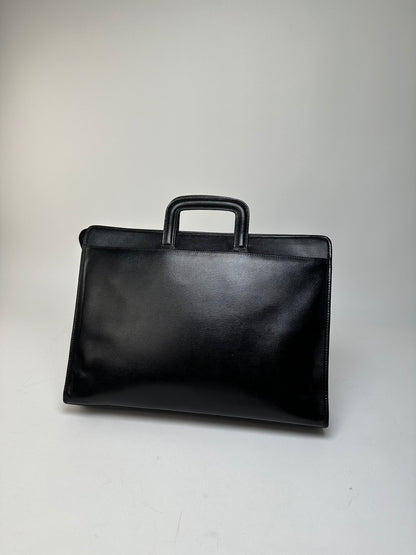 Vintage Celine Document Bag Textured Leather Black