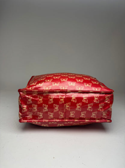 Vintage Balenciaga Leather Butterfly Monogram Handbag Red Yellow