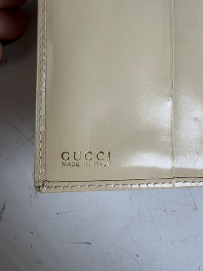 Vintage Gucci Patent Leather Clutch Cream Gold
