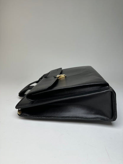 Vintage Celine Document Bag Textured Leather Black