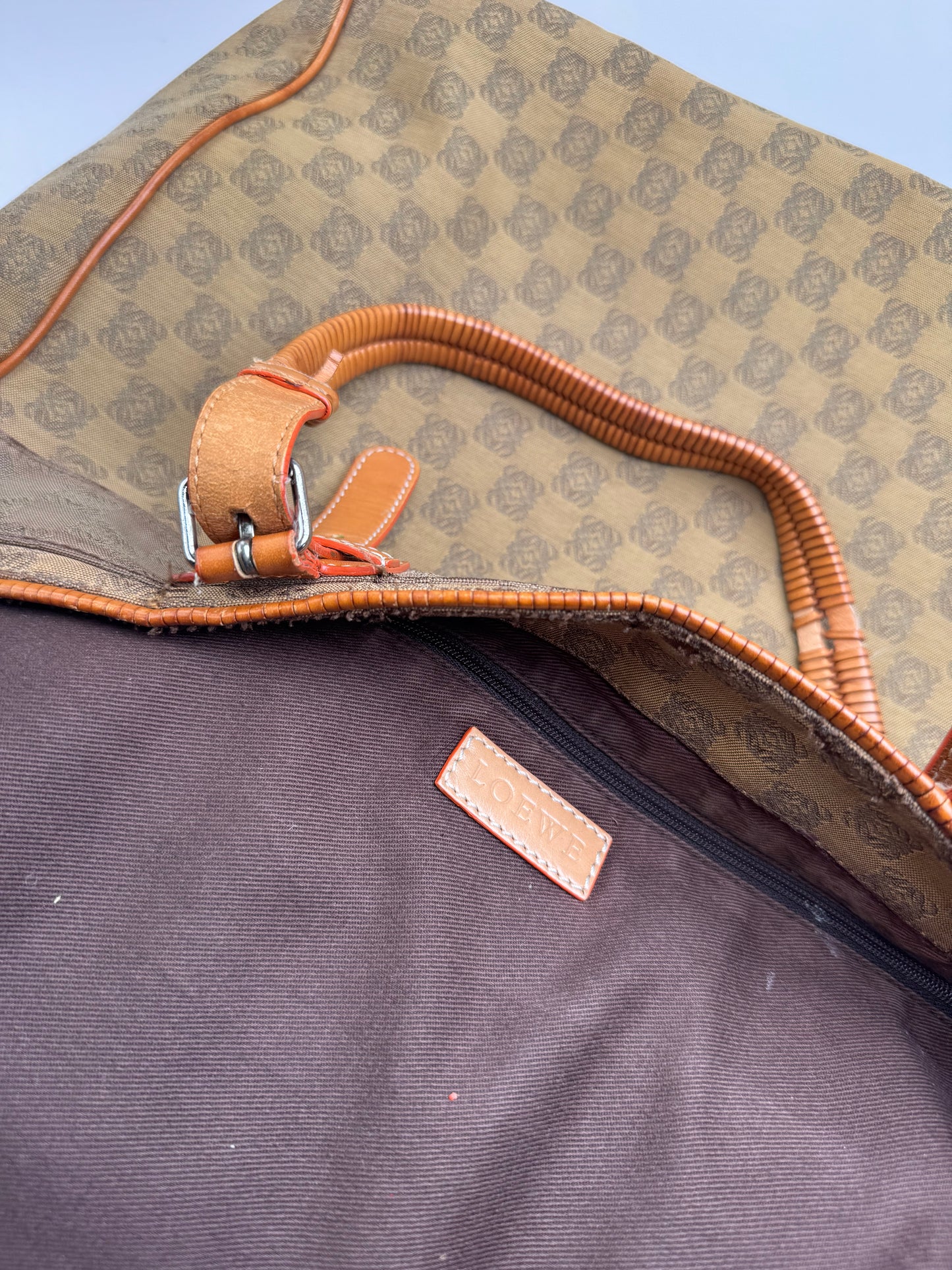 Vintage Loewe Anagram Monogramm Shopper Brown Green