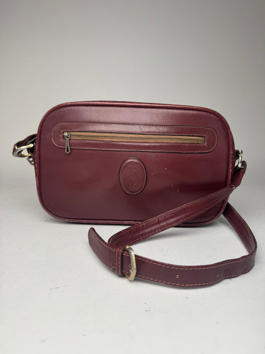 Vintage Cartier Leather Bag Burgundy