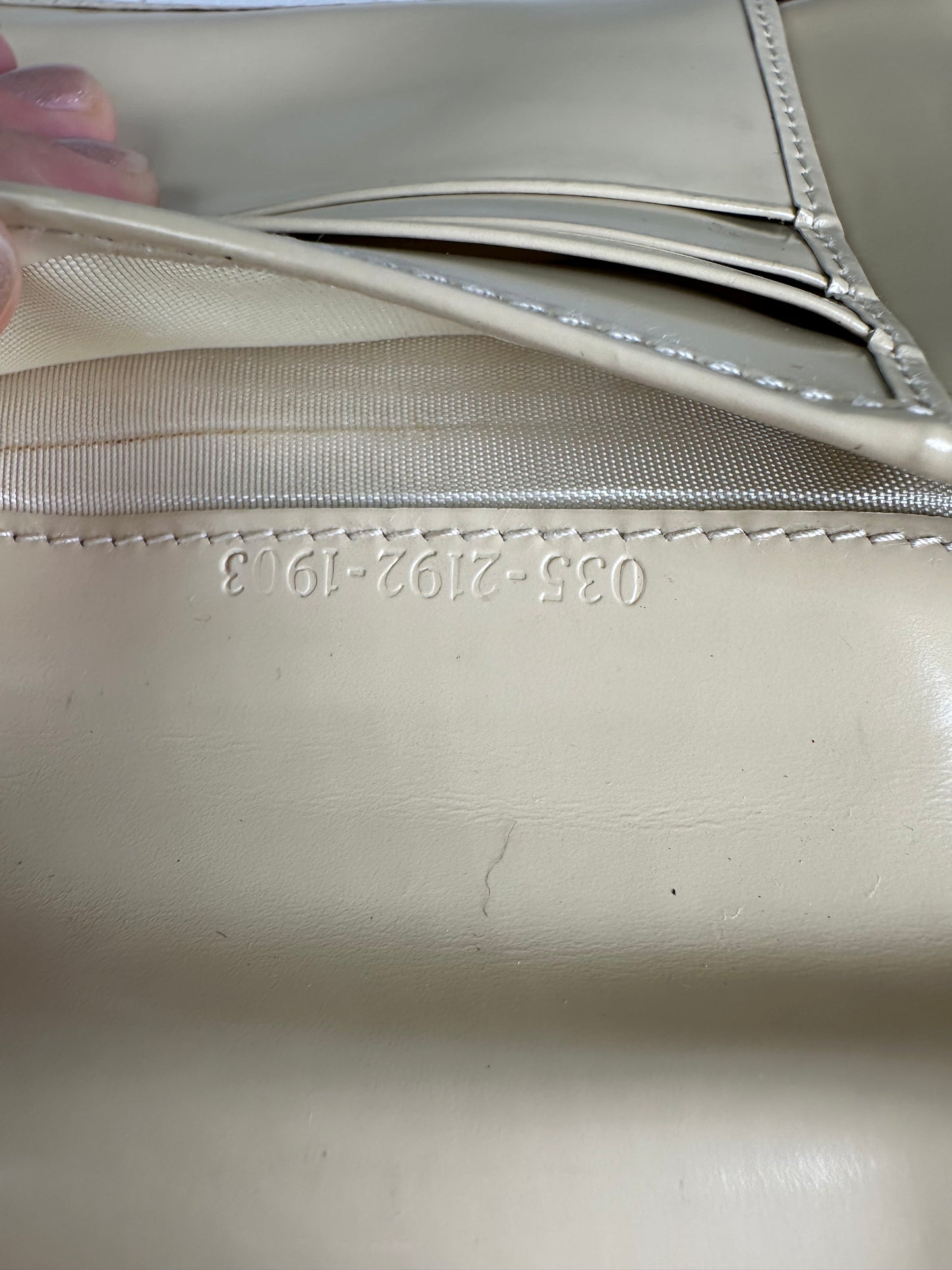 Vintage Gucci Patent Leather Clutch Cream Gold