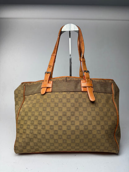 Vintage Loewe Anagram Monogramm Shopper Brown Green
