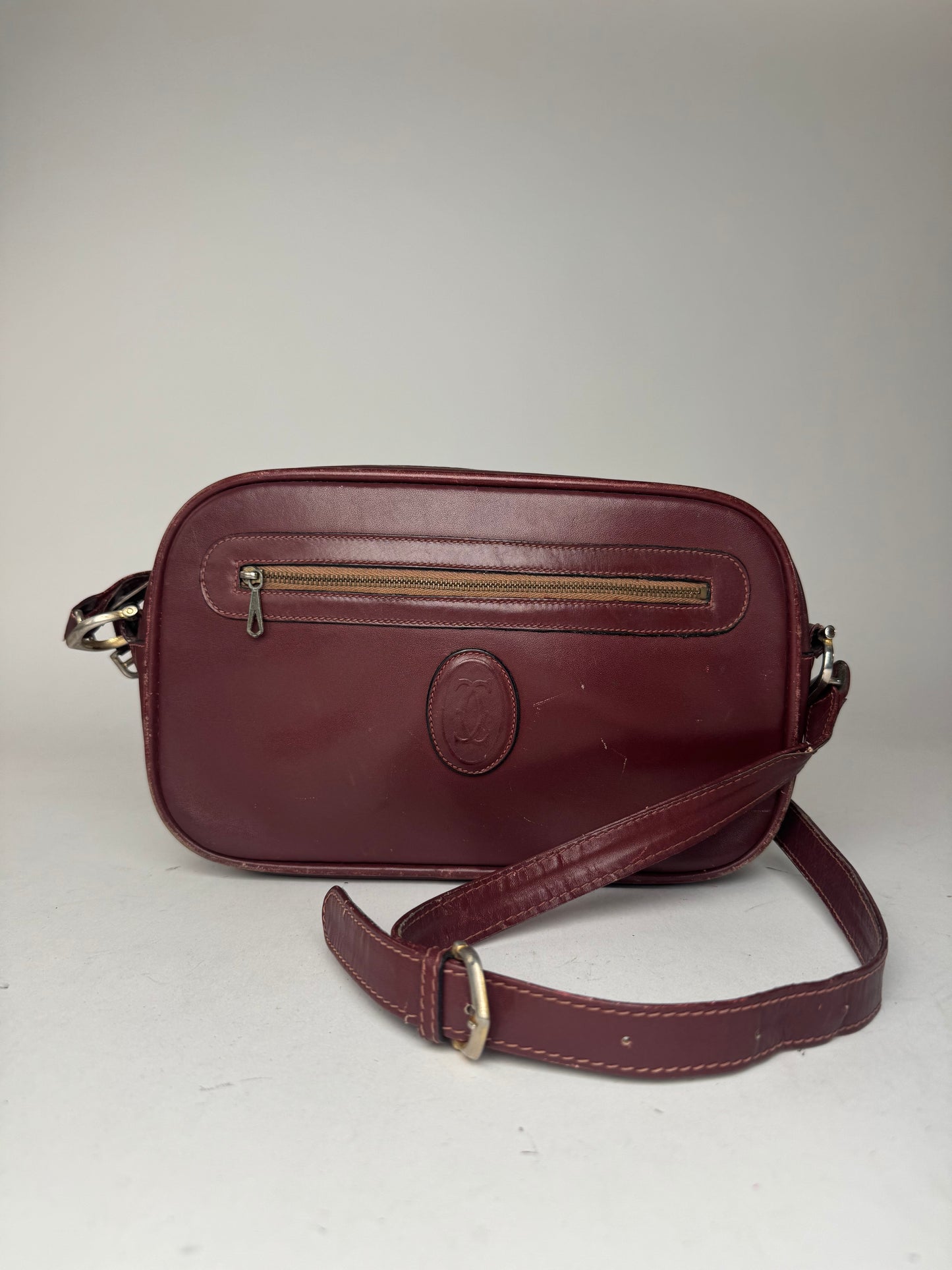 Vintage Cartier Leather Bag Burgundy
