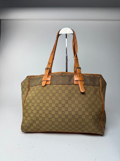 Vintage Loewe Anagram Monogramm Shopper Brown Green