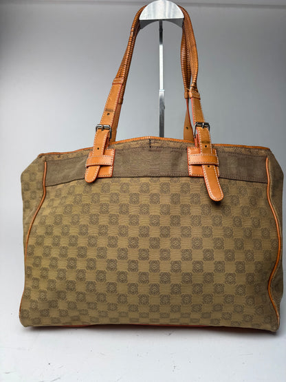 Vintage Loewe Anagram Monogramm Shopper Brown Green