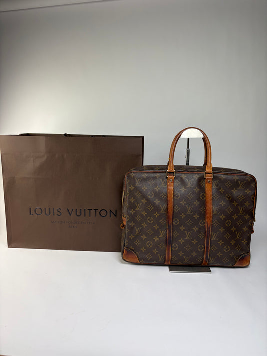 Vintage Louis Vuitton Monogram Canvas Structured Briefcase 2005 Brown