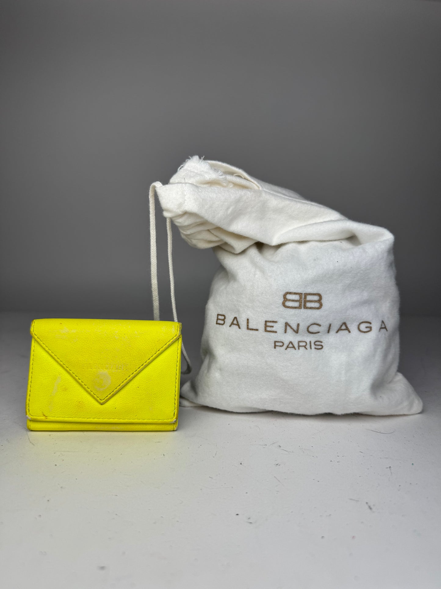 Vintage Balenciaga Neon Yellow Postal Leather Card Holder