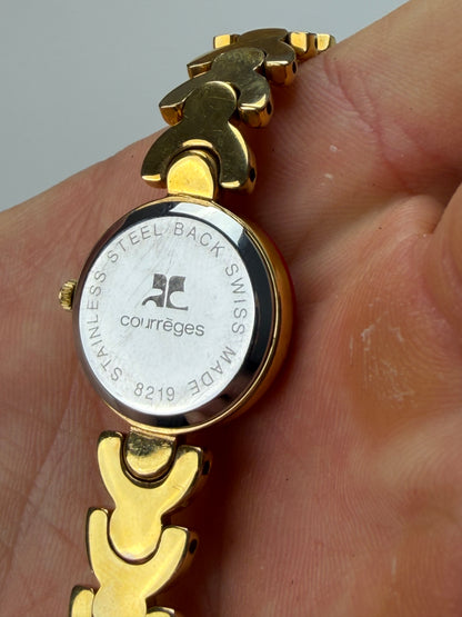 Vintage Courreges Chain Bracelet Watch Red Gold