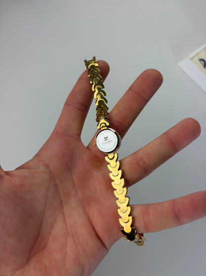 Vintage Courreges Chain Bracelet Watch Red Gold