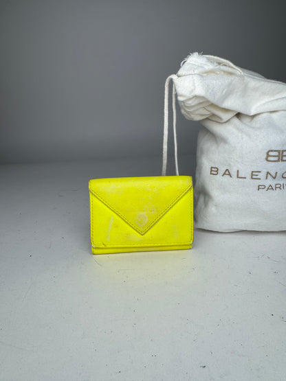Vintage Balenciaga Neon Yellow Postal Leather Card Holder