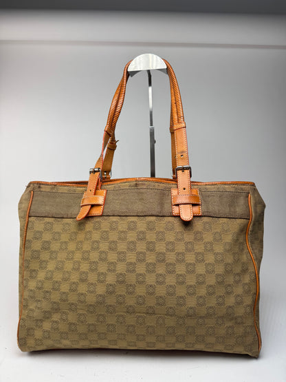 Vintage Loewe Anagram Monogramm Shopper Brown Green