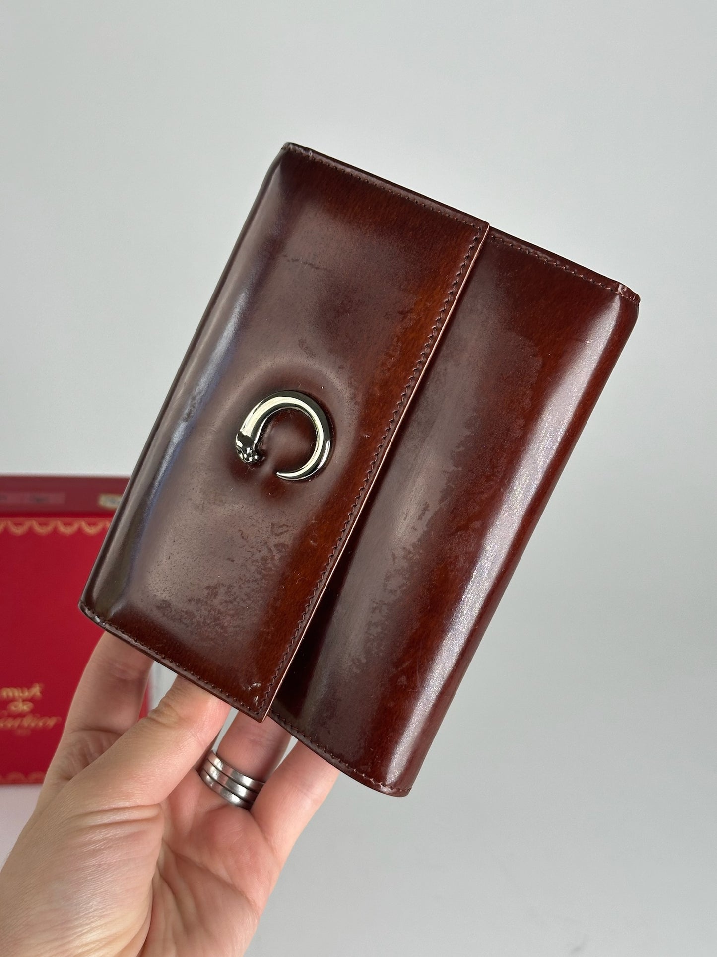 Vintage Cartier patent leather Panthere wallet red