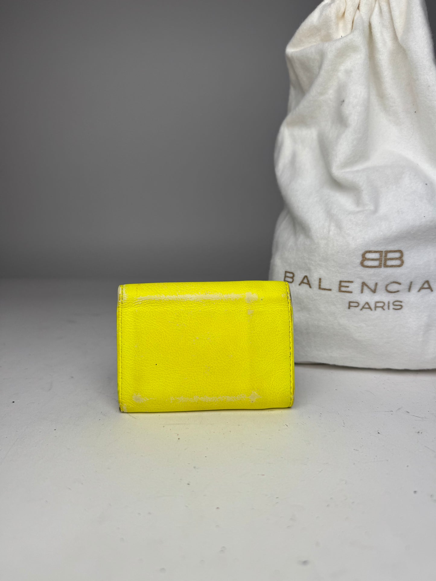 Vintage Balenciaga Neon Yellow Postal Leather Card Holder