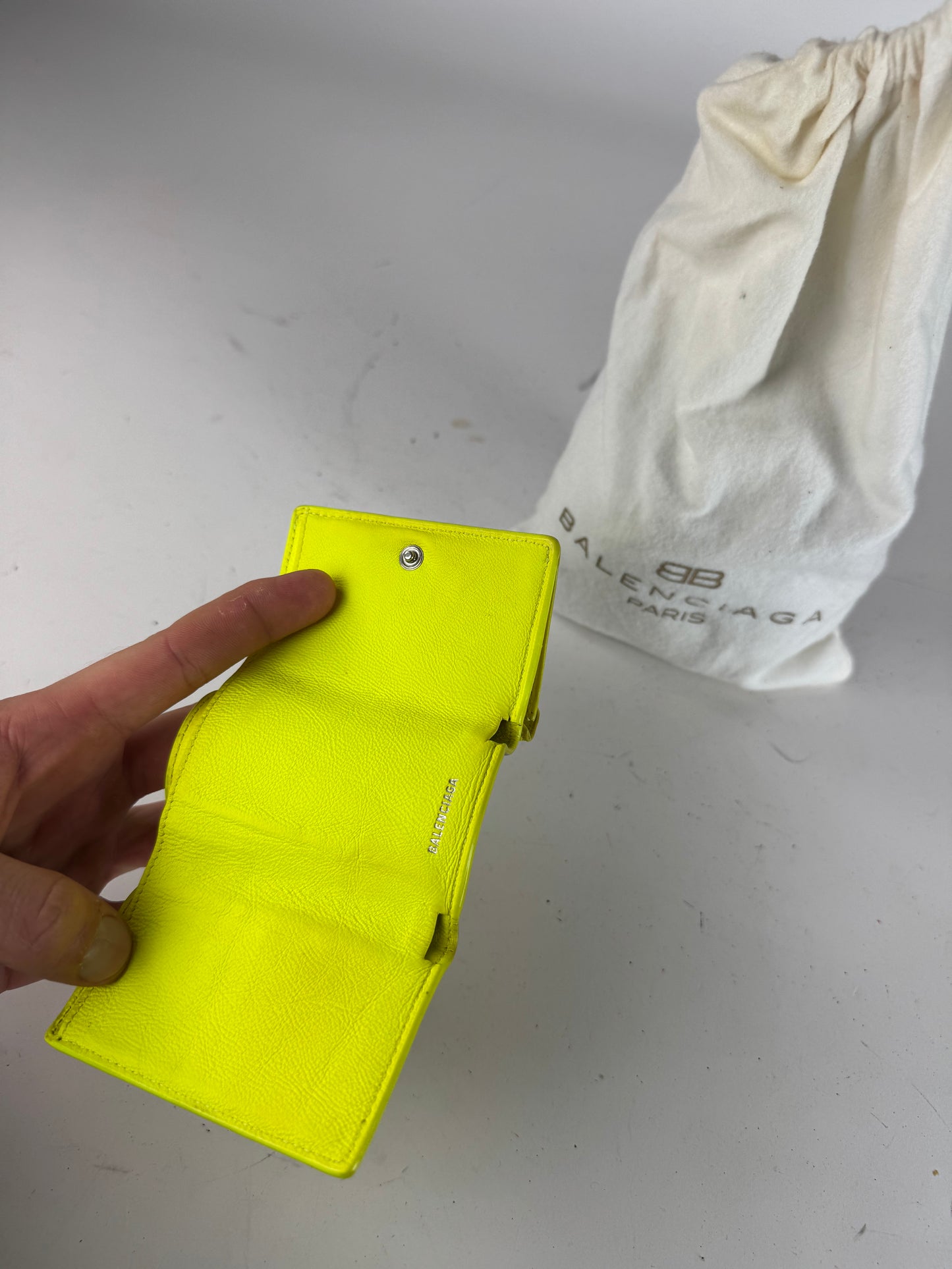Vintage Balenciaga Neon Yellow Postal Leather Card Holder