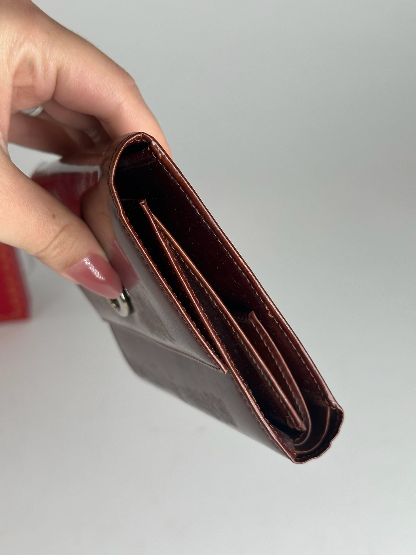 Vintage Cartier patent leather Panthere wallet red