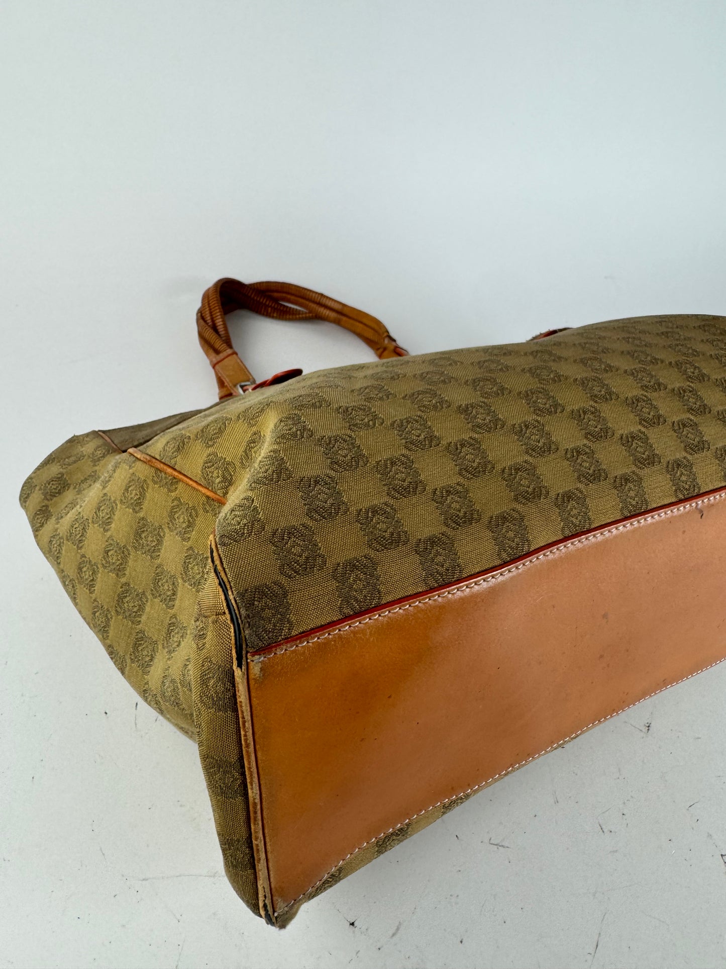 Vintage Loewe Anagram Monogramm Shopper Brown Green