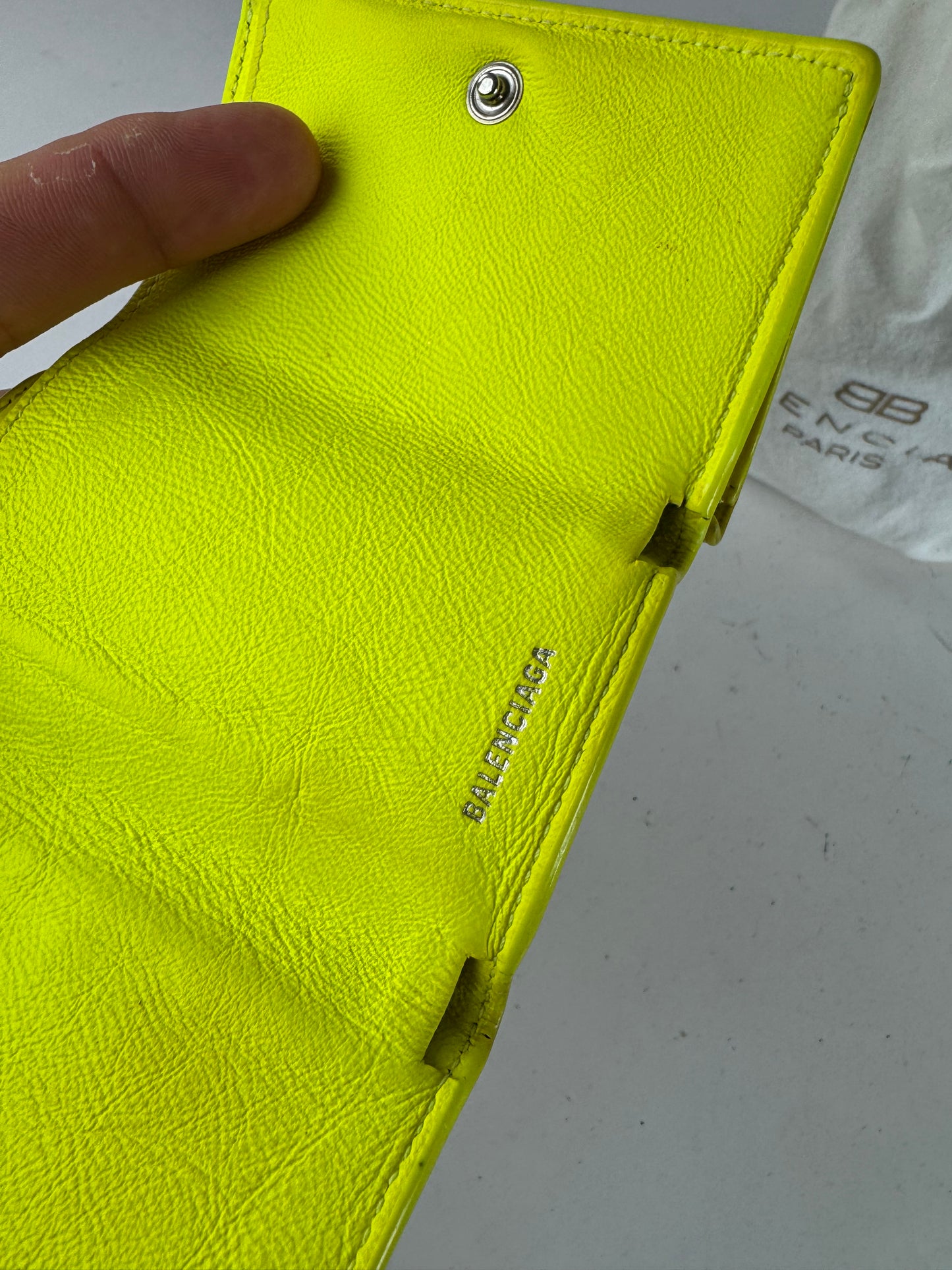 Vintage Balenciaga Neon Yellow Postal Leather Card Holder