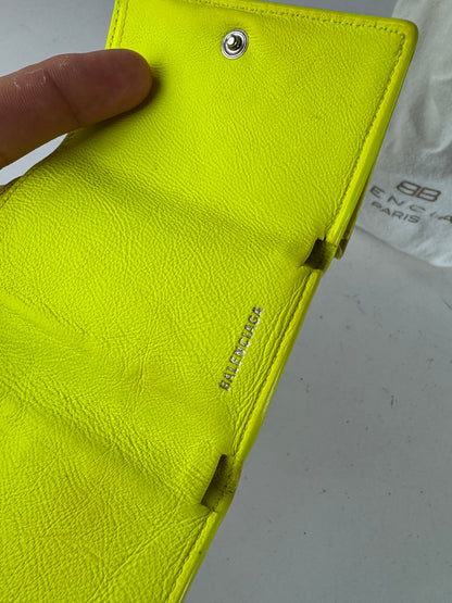 Vintage Balenciaga Neon Yellow Postal Leather Card Holder