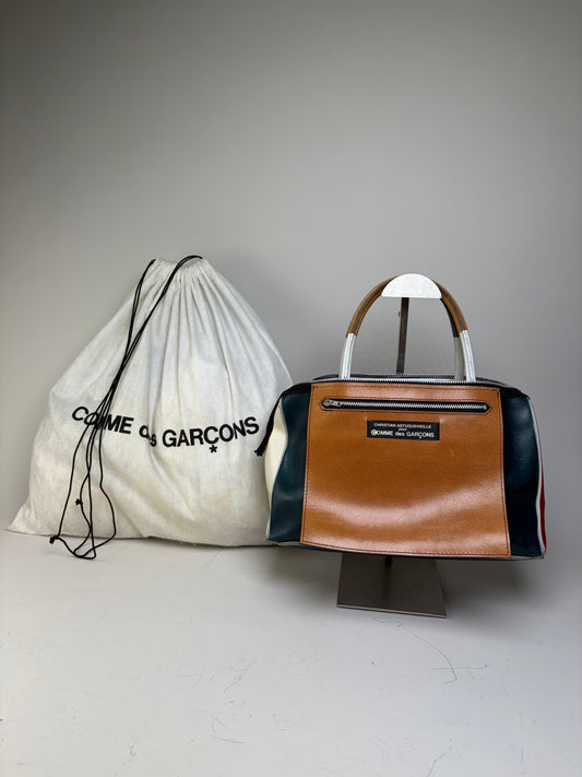 Vintage Comme Des Garcons Reversible Leather Tote Brown Teal Red