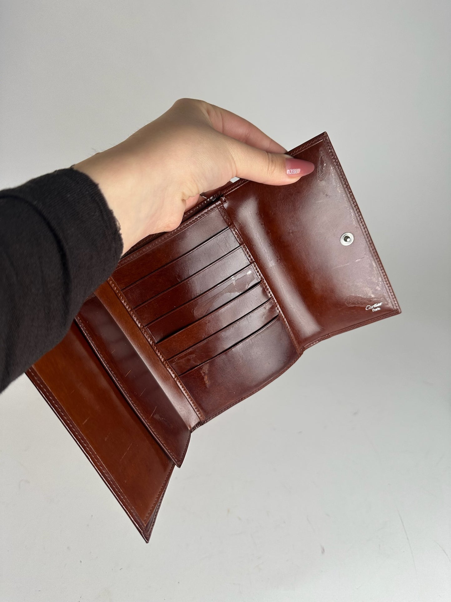 Vintage Cartier patent leather Panthere wallet red