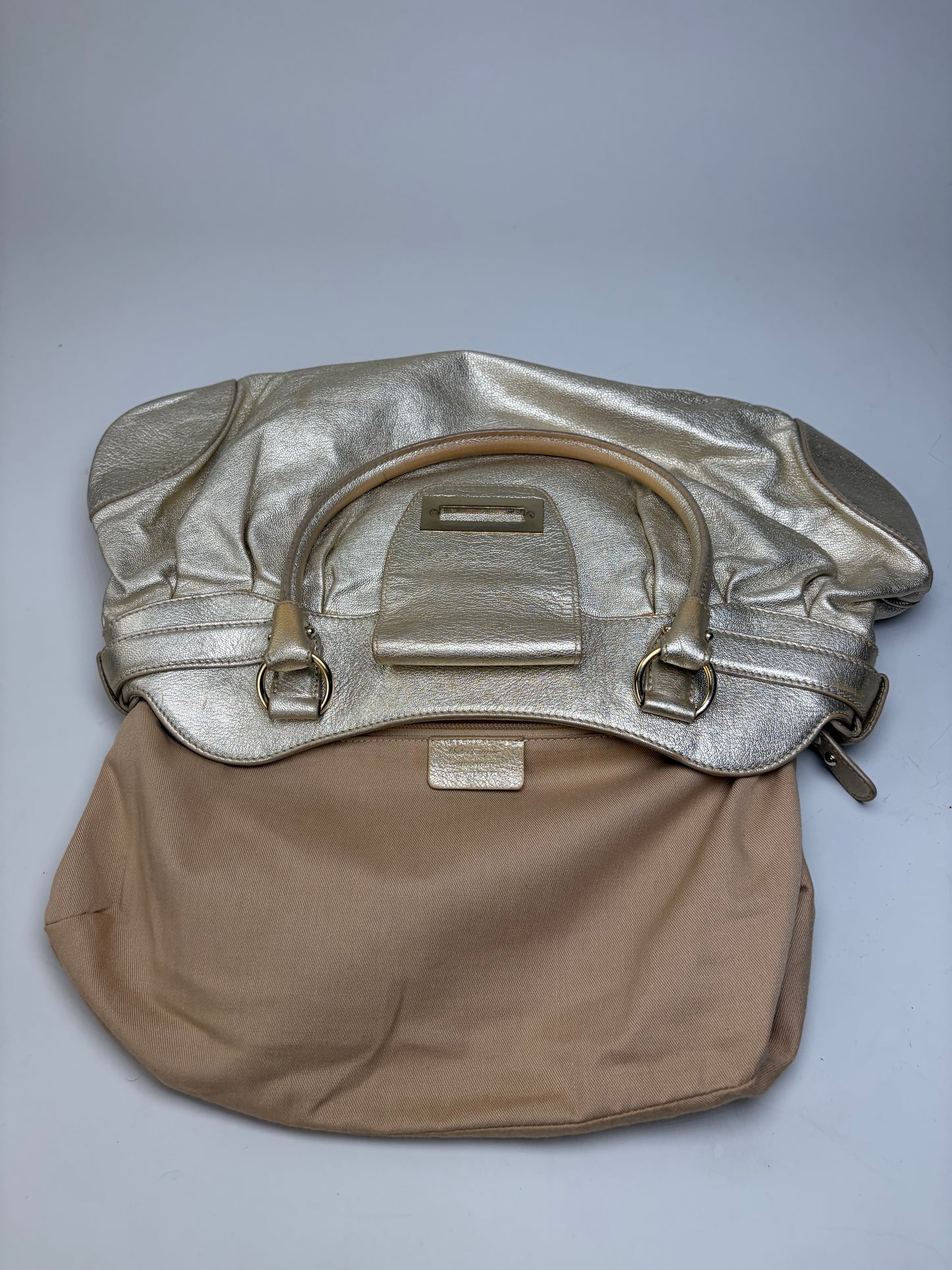 Vintage Ferragamo Structured Leather Bag Gold