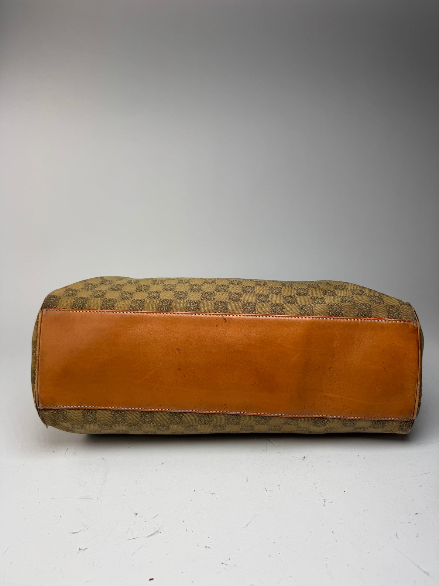 Vintage Loewe Anagram Monogramm Shopper Brown Green