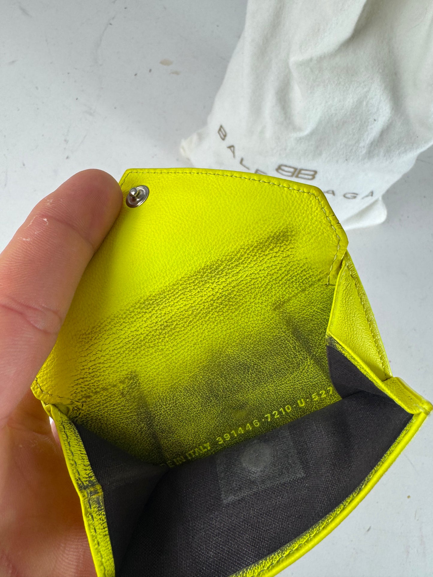 Vintage Balenciaga Neon Yellow Postal Leather Card Holder