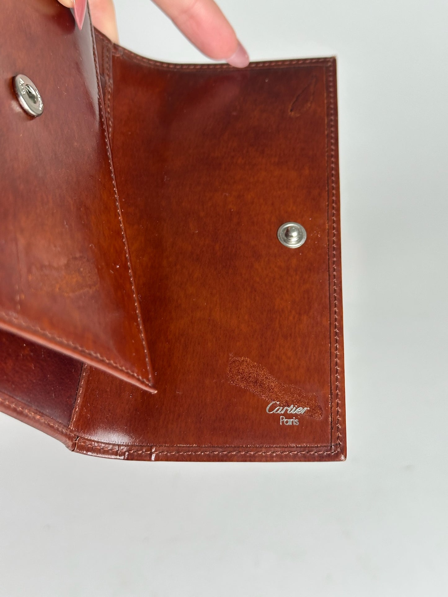 Vintage Cartier patent leather Panthere wallet red