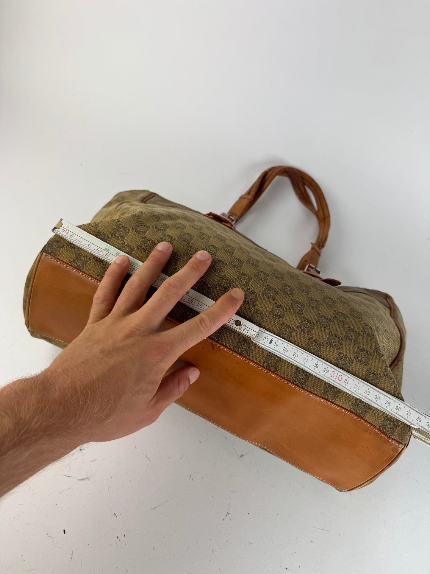 Vintage Loewe Anagram Monogramm Shopper Brown Green