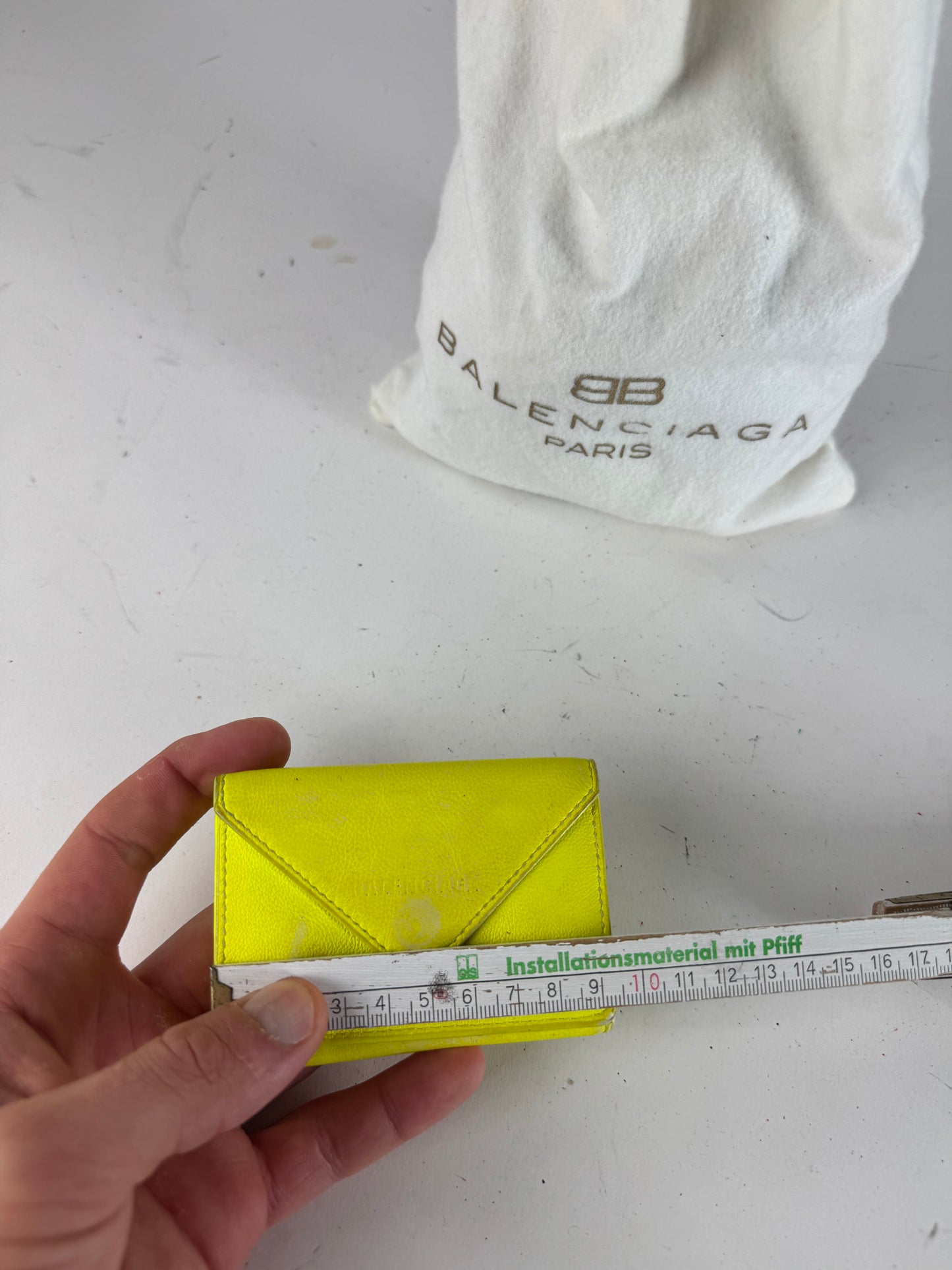 Vintage Balenciaga Neon Yellow Postal Leather Card Holder