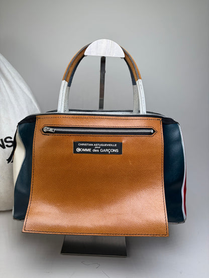 Vintage Comme Des Garcons Reversible Leather Tote Brown Teal Red