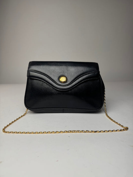 Vintage Givenchy Chain Logo Leather Bag Black