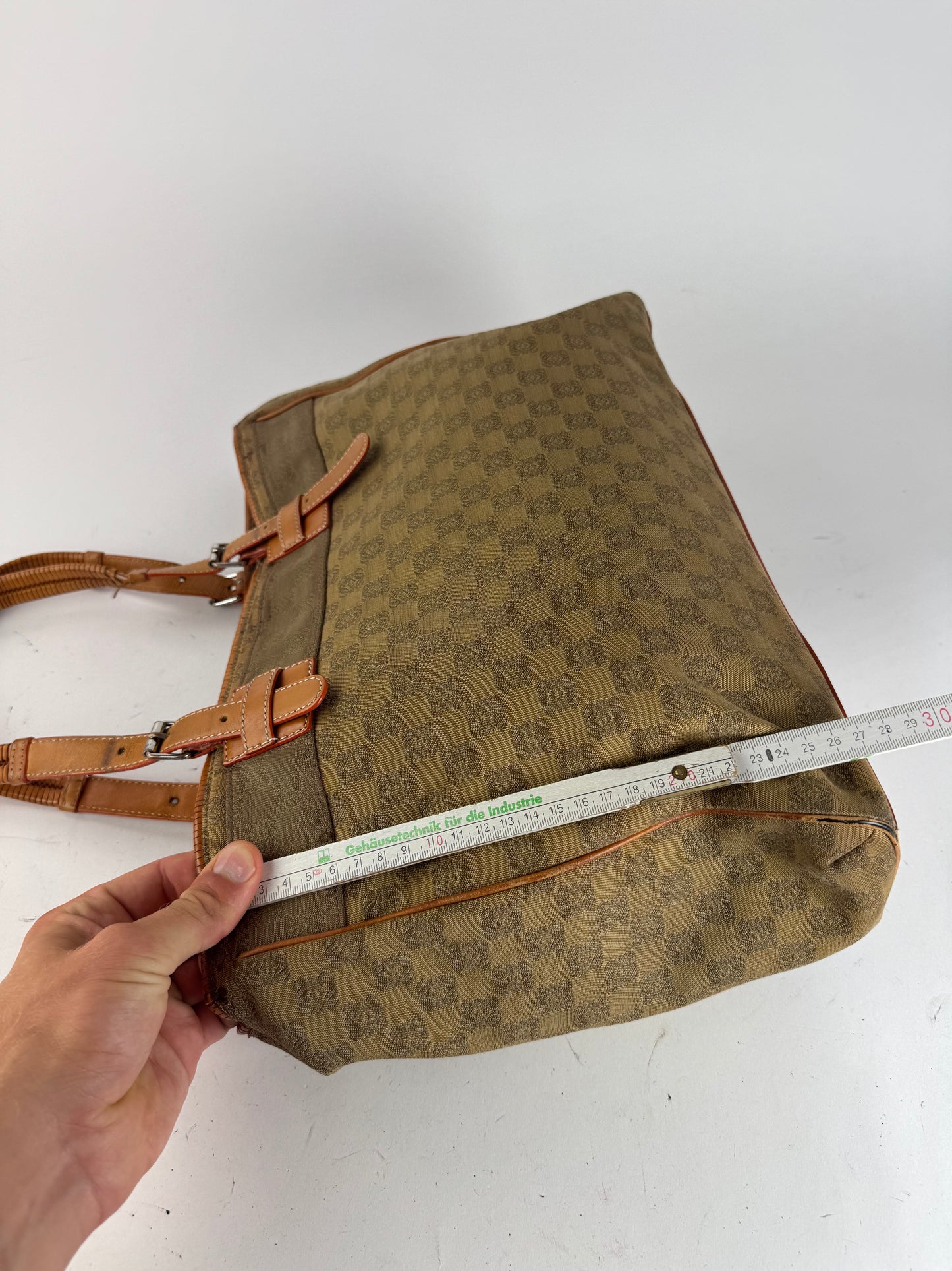 Vintage Loewe Anagram Monogramm Shopper Brown Green